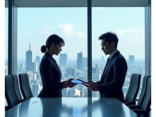 ビジネス協業に関する相談、プロフェッショナルが話し合っている様子