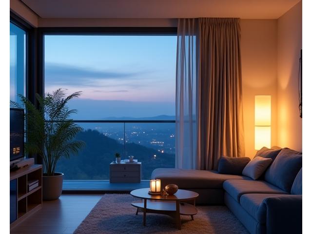 スマートホームが自動で快適な環境を整えて帰宅者を迎える様子